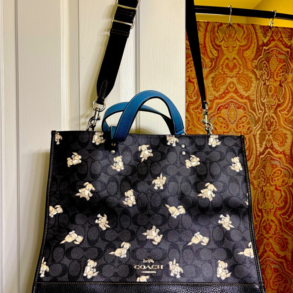 Coach Black and Cream Signature Tote with Playful Design